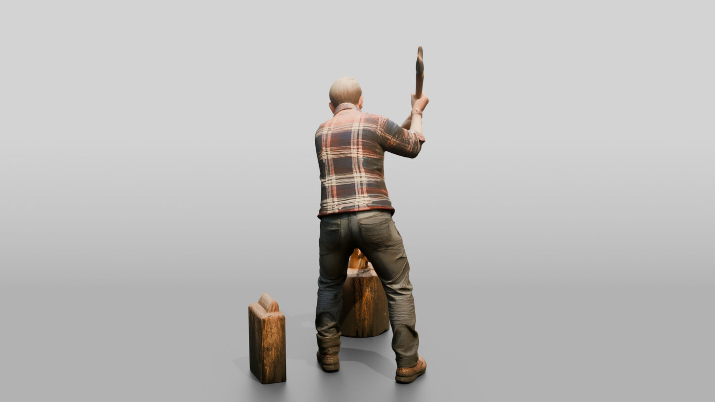 Norwegian Man Chopping Firewood