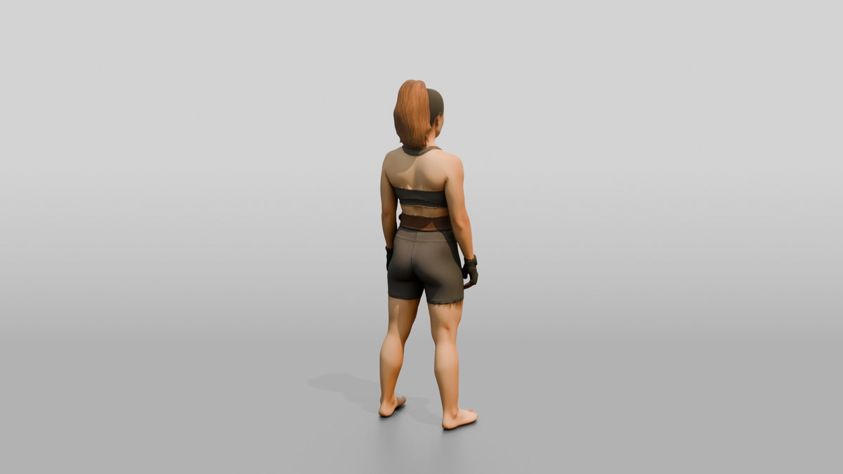 Woman Standing with Lifting Belt - 3D character model, view 3
