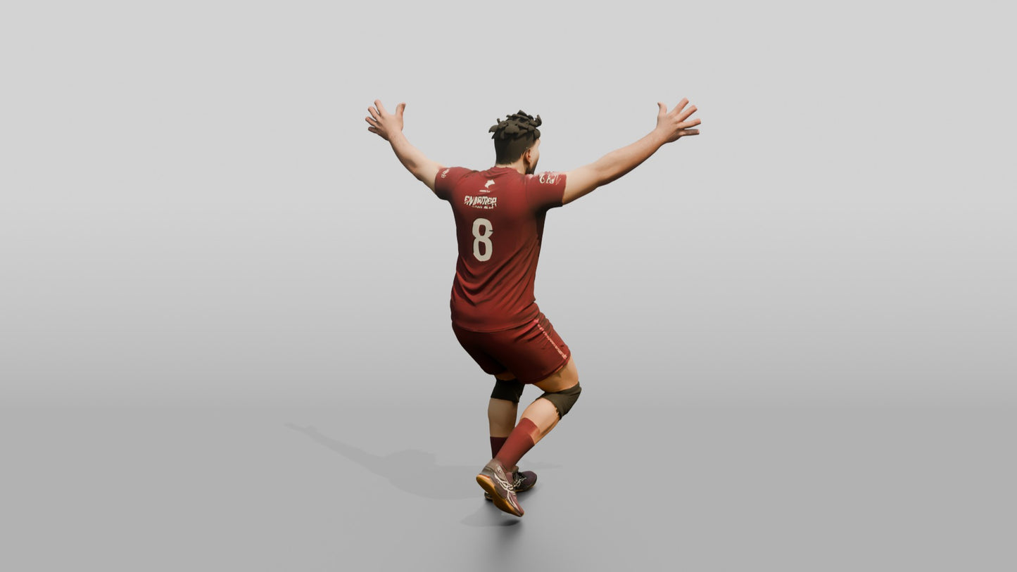 Middle Eastern Male Volleyball Player in Maroon Kit