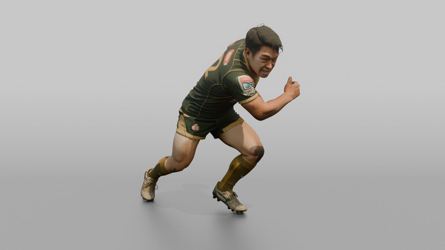 Japanese Back Executing a Shoulder Tackle