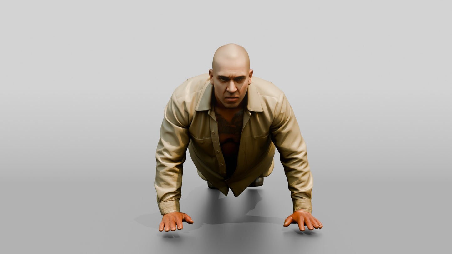 Latino Male Prisoner in a Khaki Two-piece