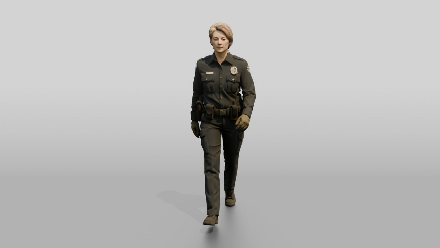 Female Police Officer Walking on Patrol