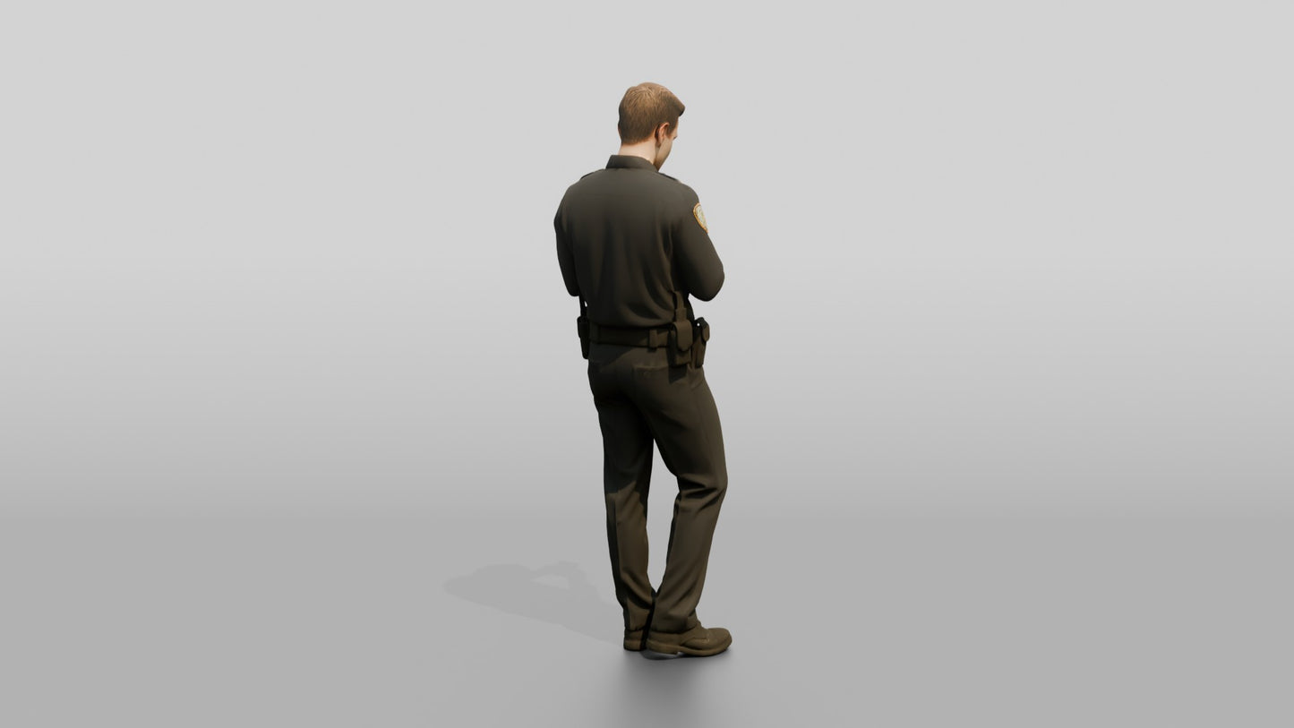 Police Officer Leaning and Texting