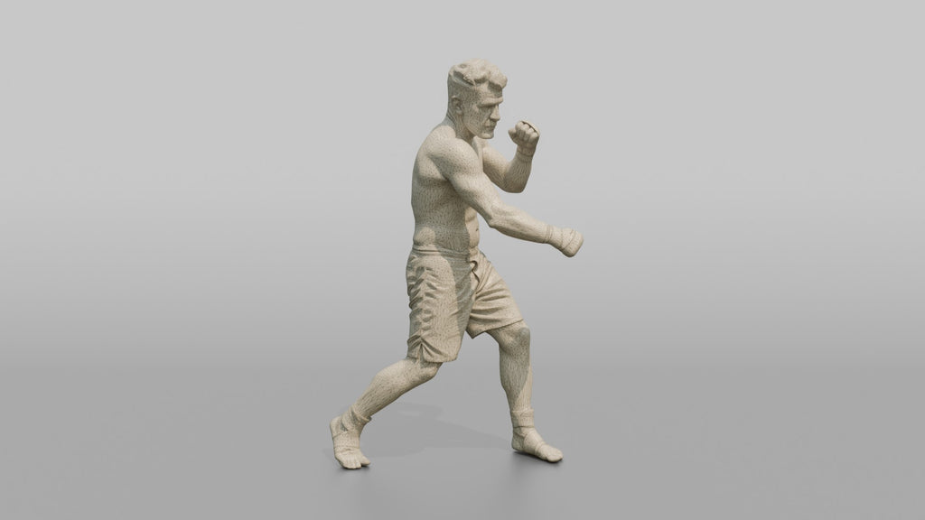 Bare-Knuckle Fighter Winding Up a Right Cross