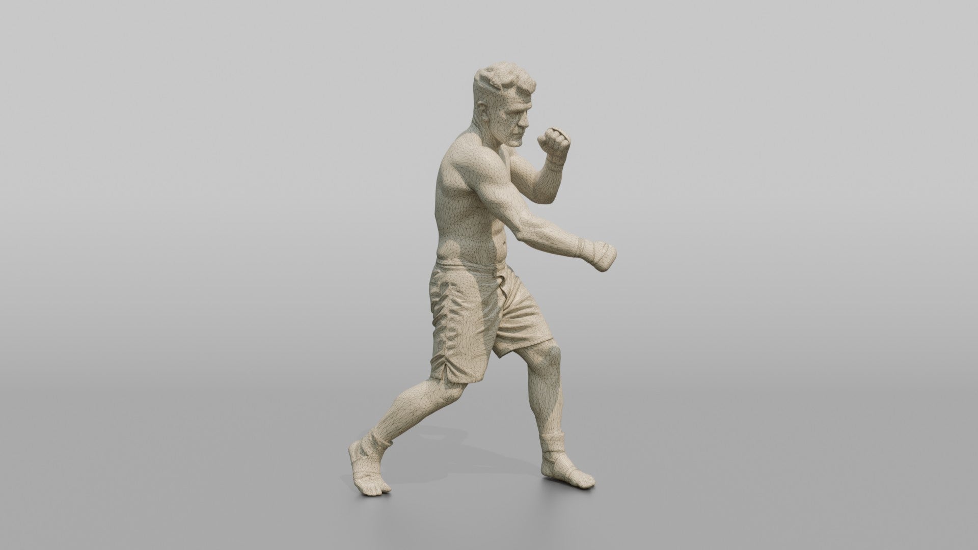Bare-Knuckle Fighter Winding Up a Right Cross