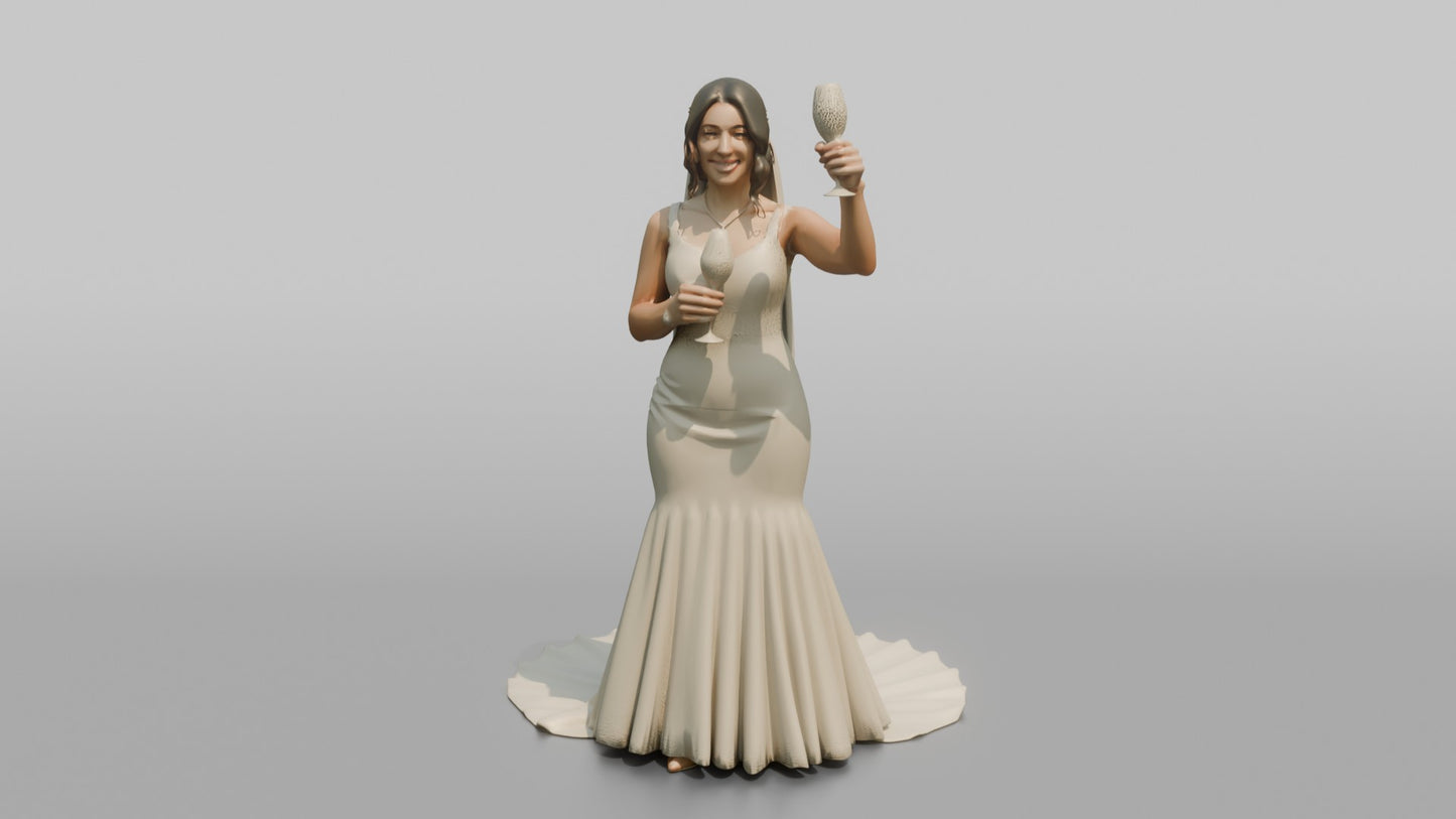 Latina Bride Toasting with a Champagne Glass