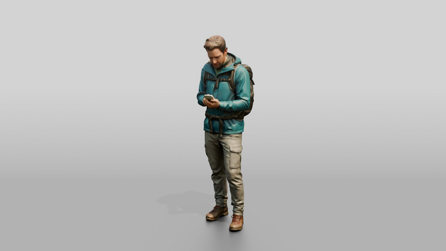 Man Checking Hiking Trail Map