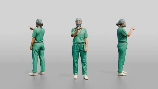 Young Middle Eastern Woman Doctor Pointing - 3D character model