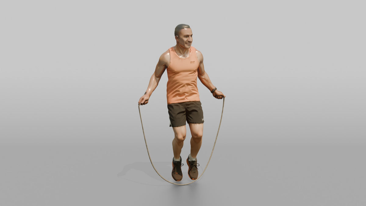 Cardio Athlete Man Mid-jump With A Jump Rope - 3D character model