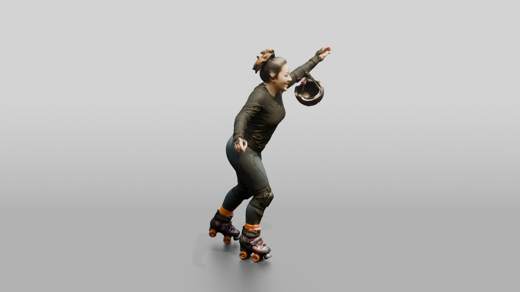 Chinese Woman Rollerskating