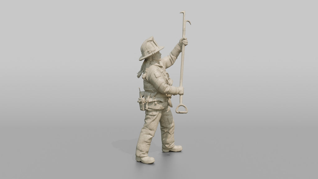 Firefighter Woman Lifting a Long Fiberglass Pike Pole
