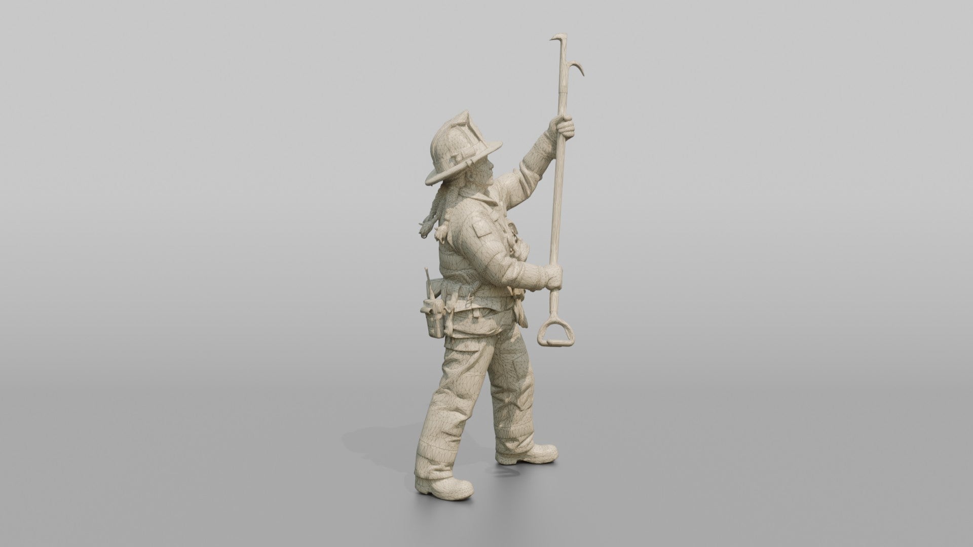 Firefighter Woman Lifting a Long Fiberglass Pike Pole