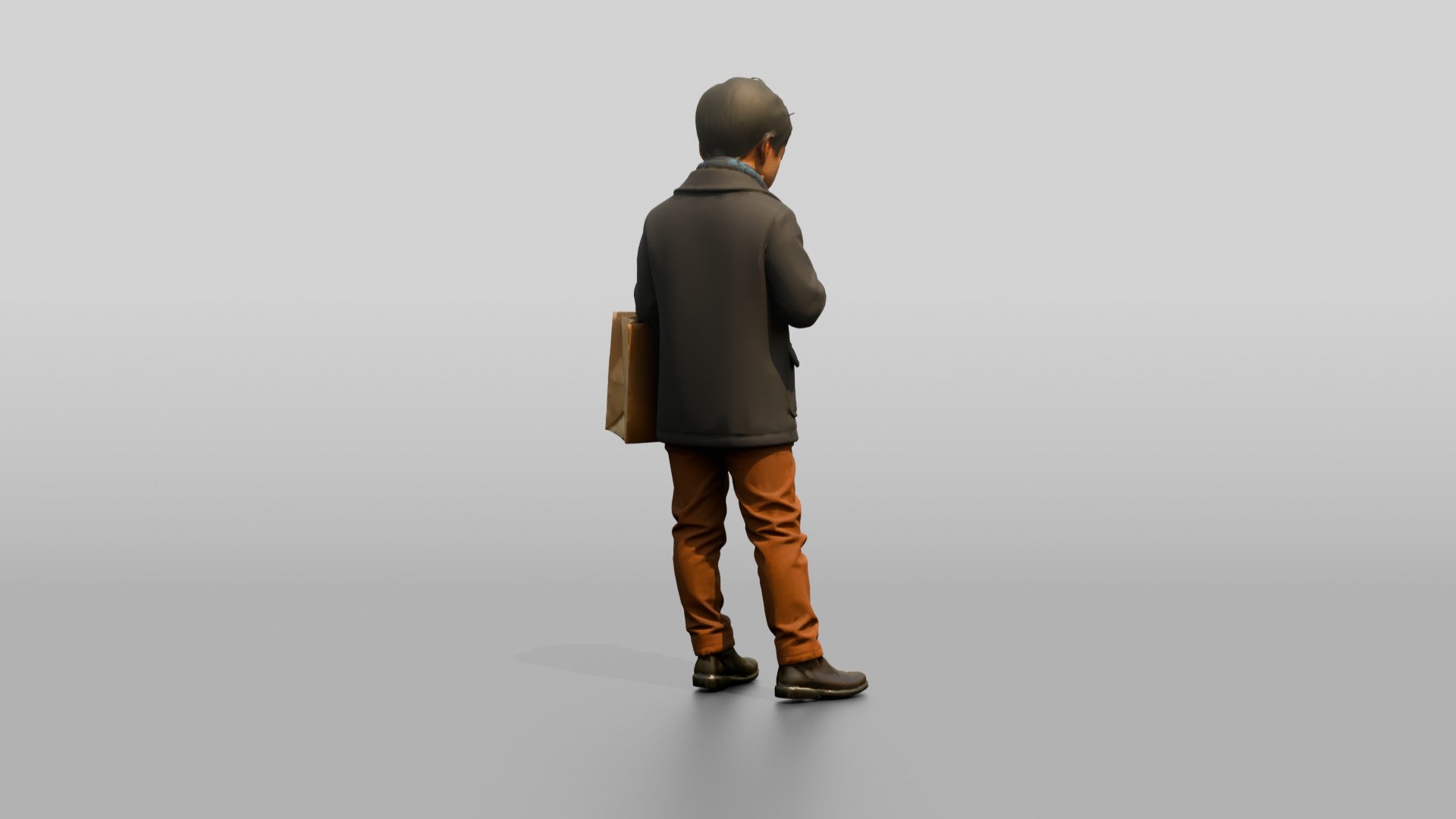 Boy Buttoning His Winter Coat