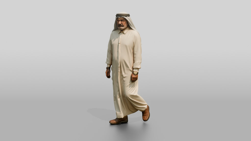 Elderly Stocky Emirati Man in Kandura and Ghutra