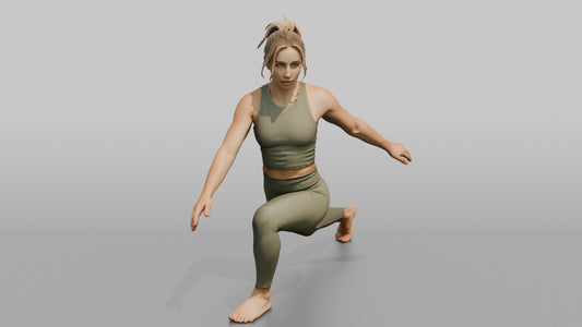Fitness Influencer Woman In A Low Lunge Position - 3D character model