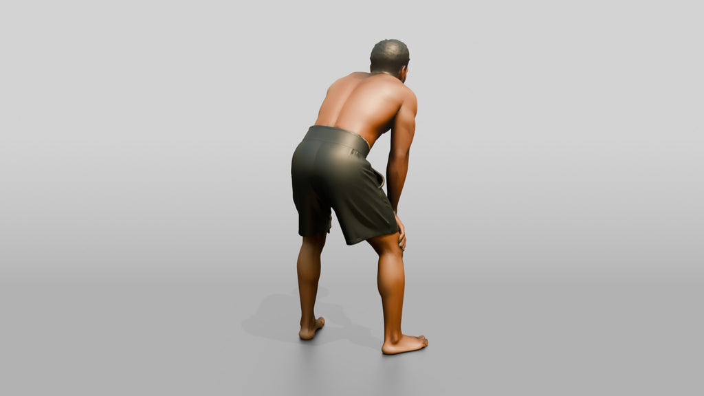 Man Resting Hands on Knees