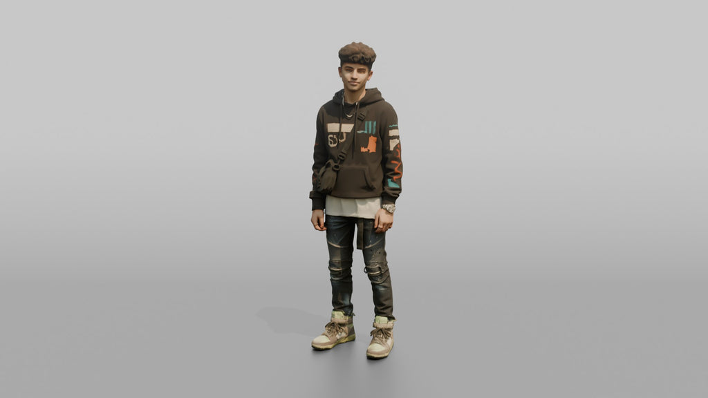 Middle Eastern Teen in Graphic Hoodie with Crossbody Bag