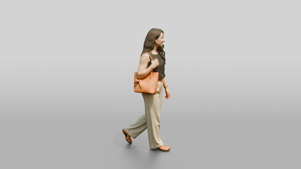 Slim Young Moroccan Woman Window Shopping - 3D character model, view 2