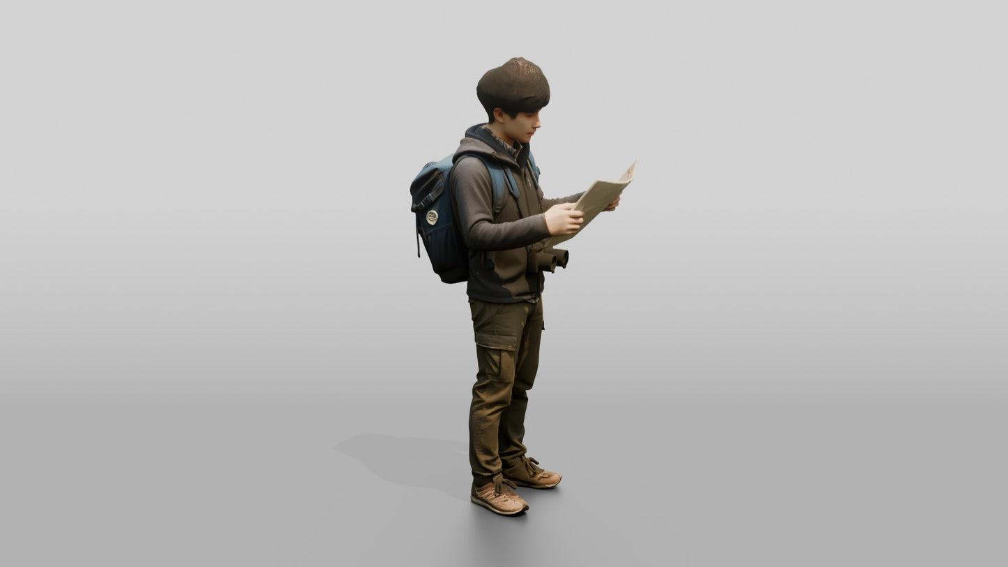 Man Looking at Temple Map