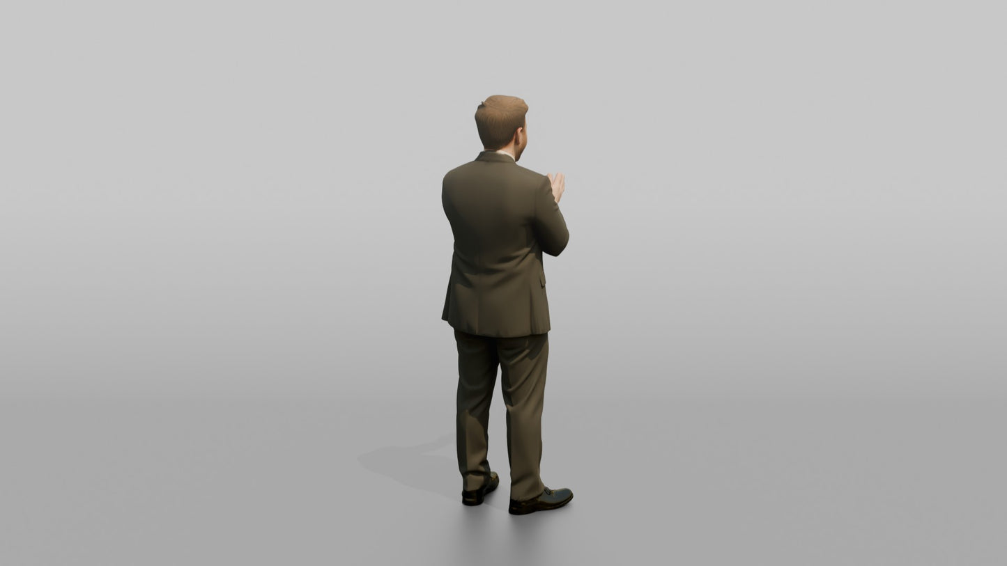 Groom Clapping in a Charcoal Grey Three-Piece Suit