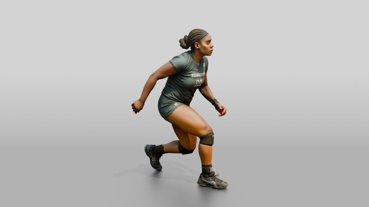 Black Female Volleyball Player in Solid Dark Grey Uniform