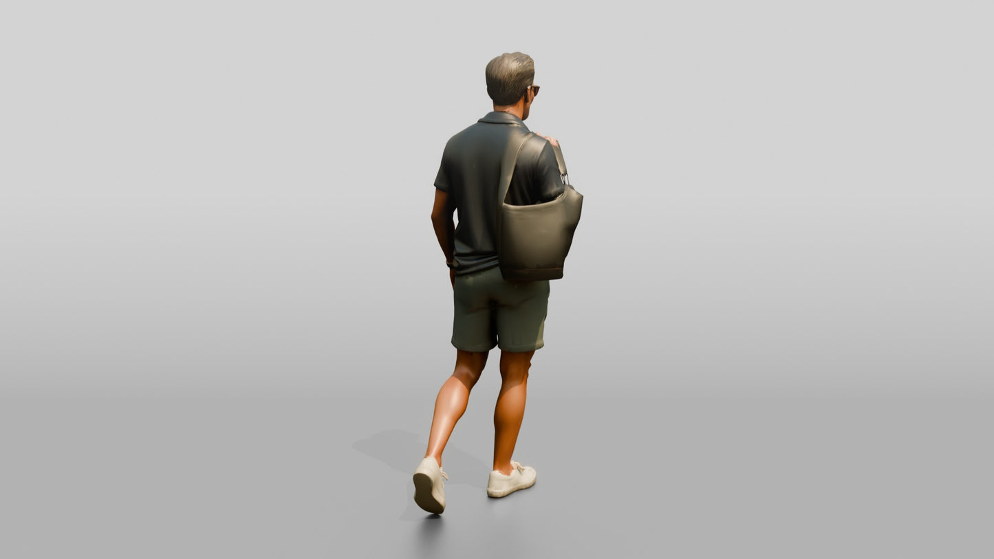 Multicultural Man Walking Strong on the Boardwalk