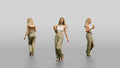 Woman with a Cocktail in Olive Pants
