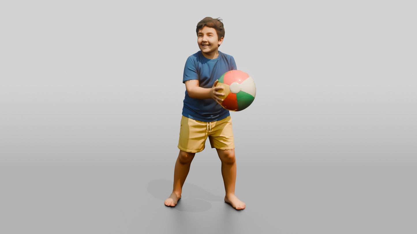 Plus-Size Cypriot Boy Holding an Inflatable Beach Ball
