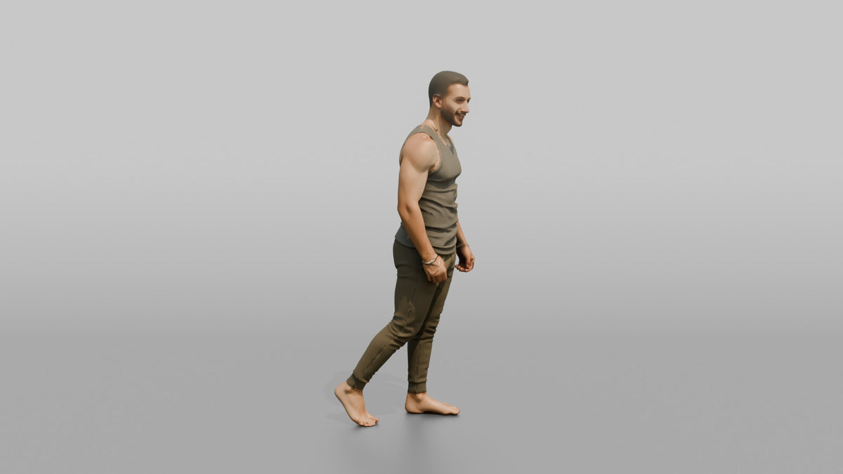 Fitness Influencer Man Standing Casually With One Leg Slightly Forward - 3D character model, view 2