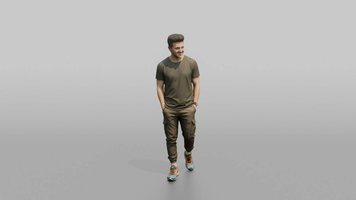 Patron Man Striking A Confident Pose, Colorful Sneakers And Joggers - 3D character model