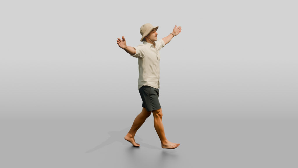 Man Stretching Arms in Ocean Breeze