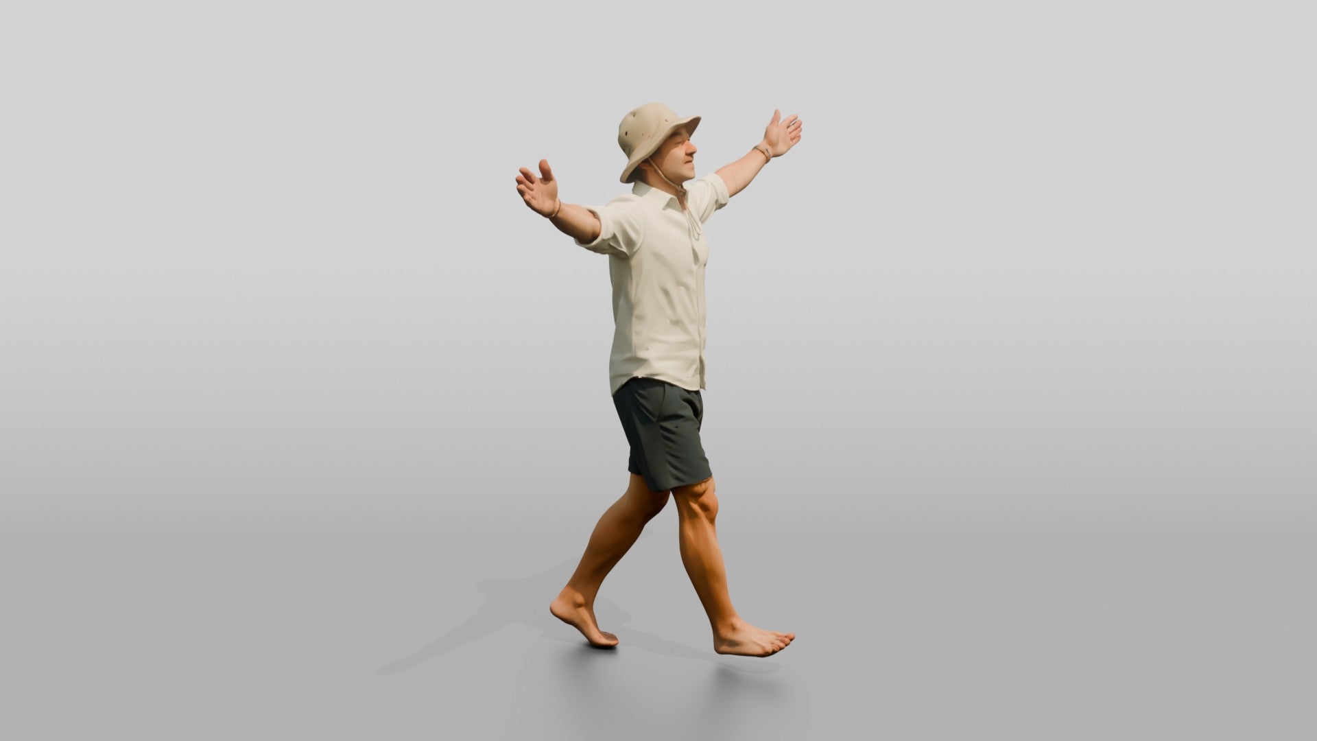 Man Stretching Arms in Ocean Breeze