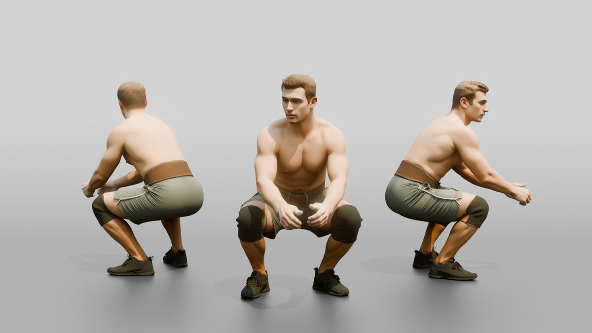 Man Squatting with Chalk and Belt - 3D character model