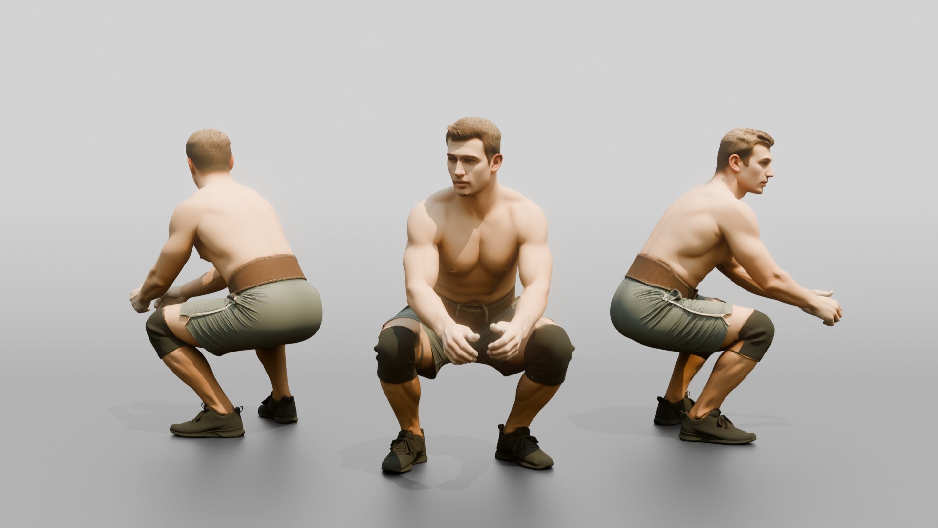 Man Squatting with Chalk and Belt