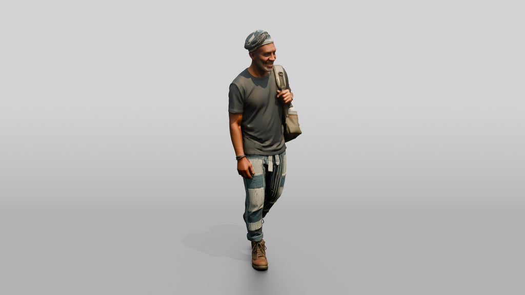 Elderly African Man Exploring with a Backpack