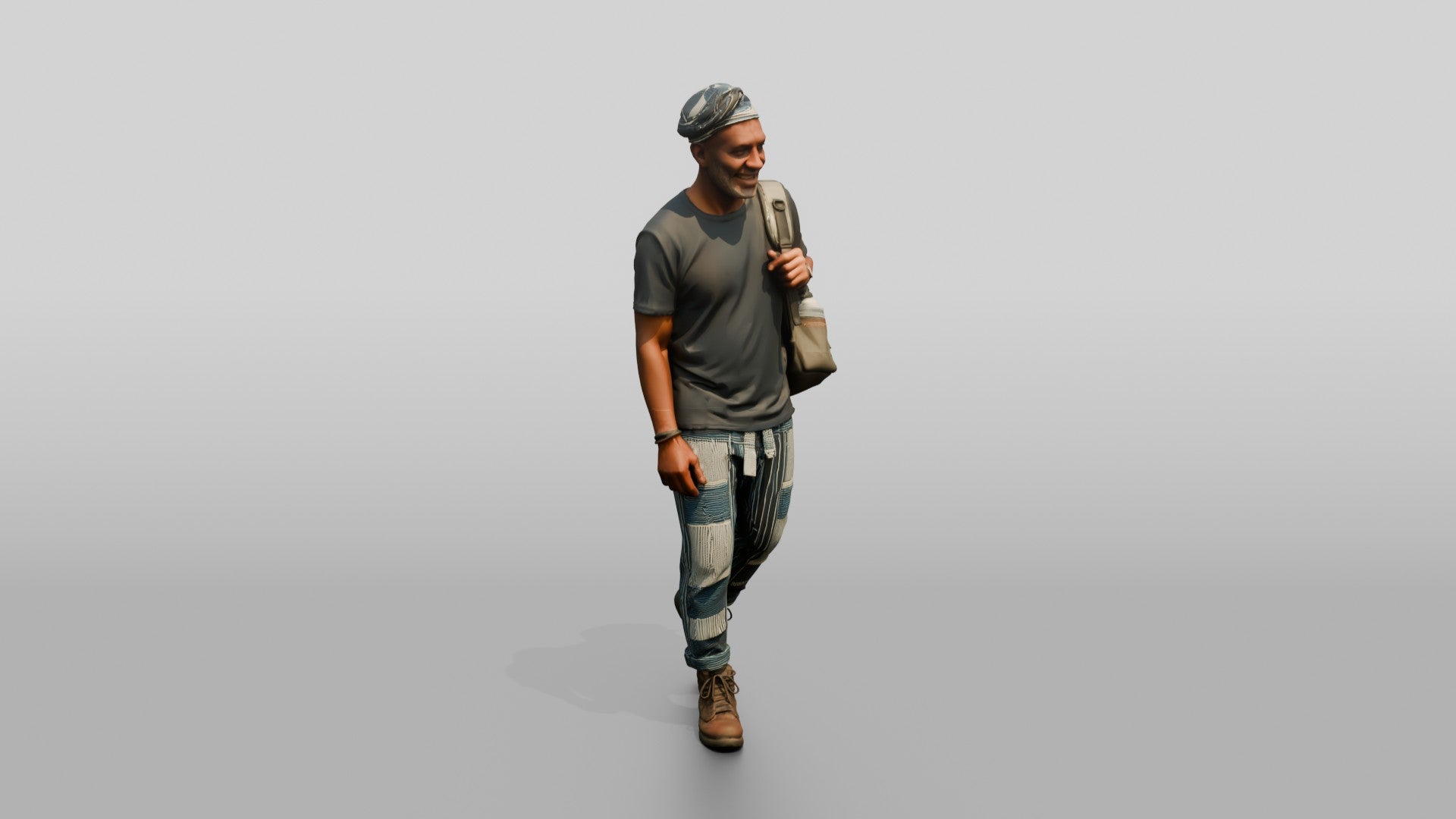 Elderly African Man Exploring with a Backpack