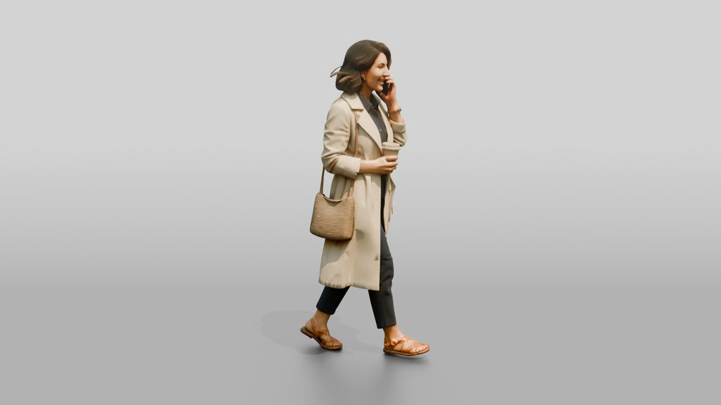 Slim Middle-Aged Persian Woman in a Linen Trench Coat