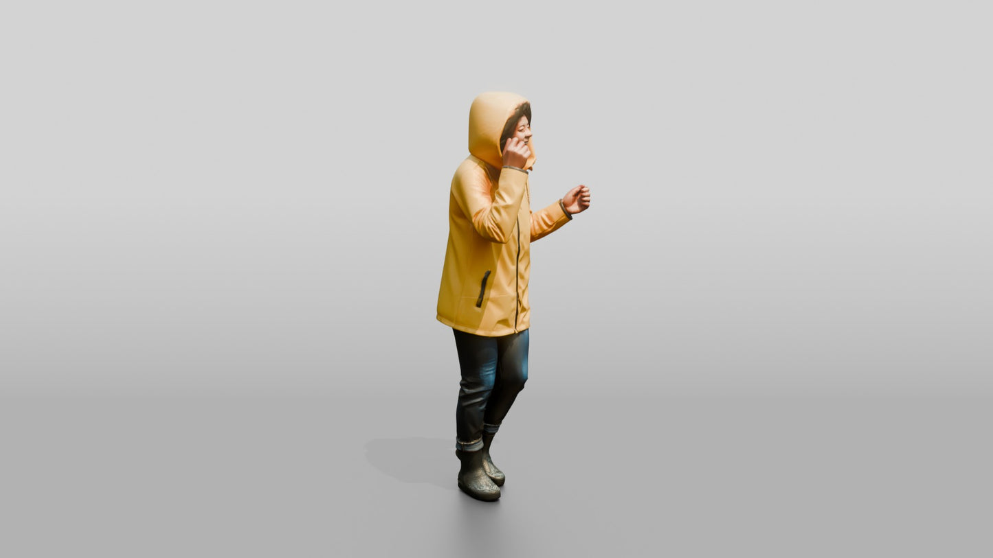 Black Woman Laughing in Yellow Raincoat
