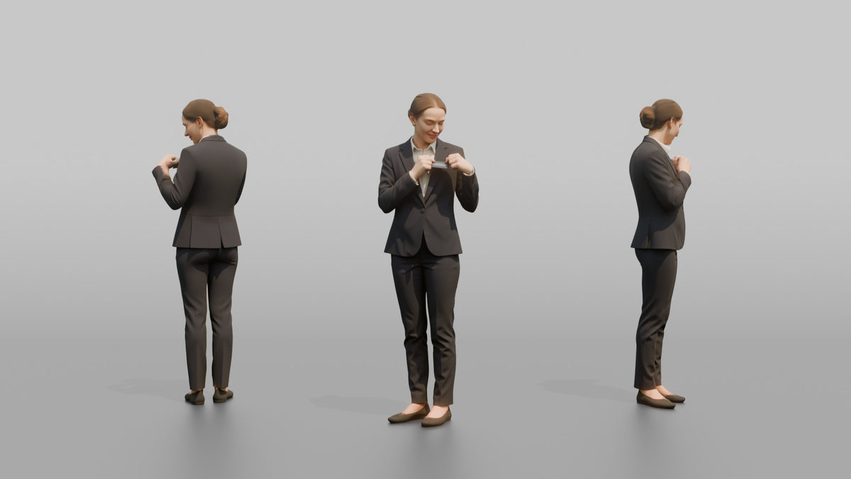 Receptionist Man Adjusting A Name Badge - 3D character model, view 1