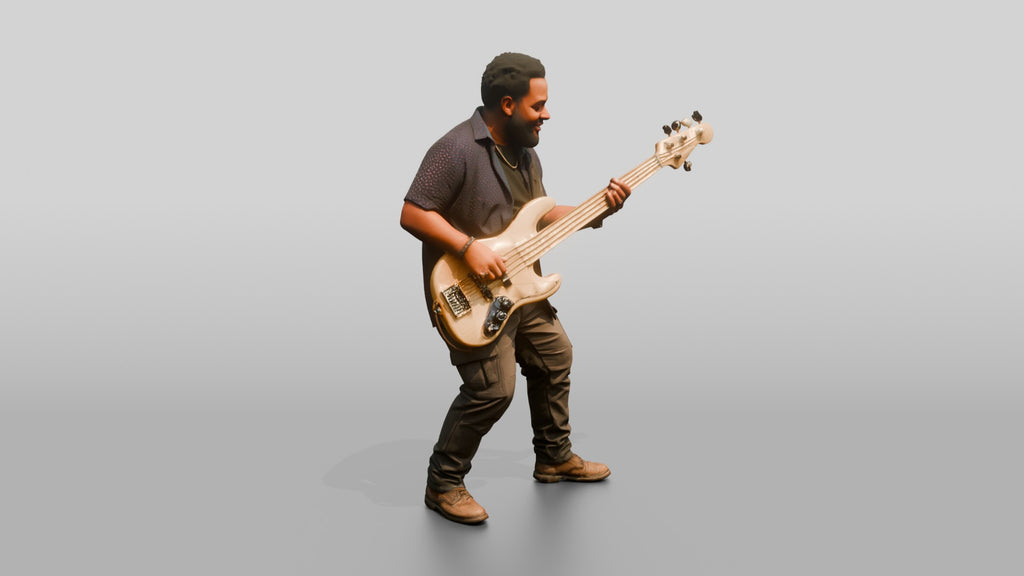Funk Bassist Slapping Electric Bass
