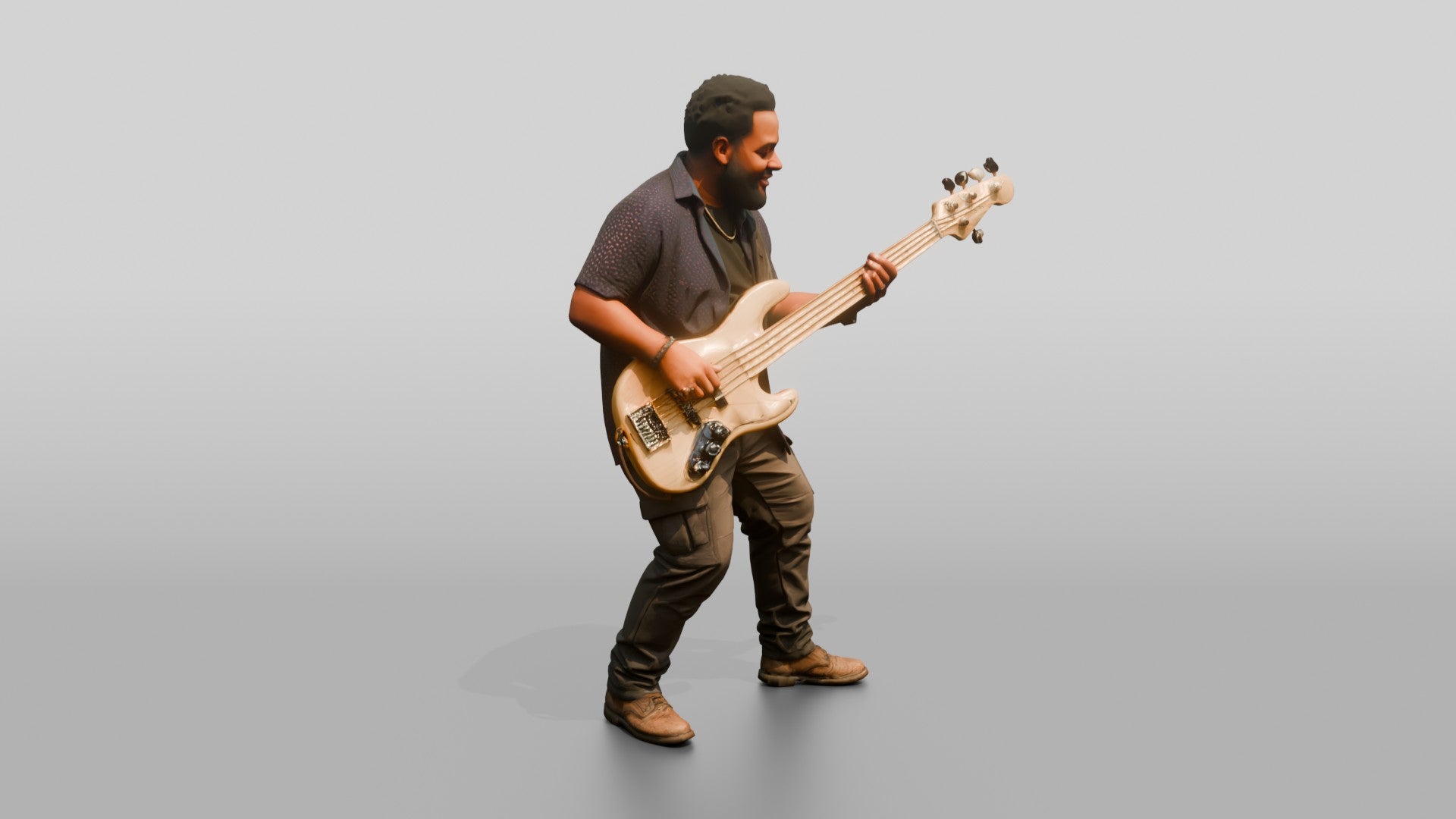 Funk Bassist Slapping Electric Bass