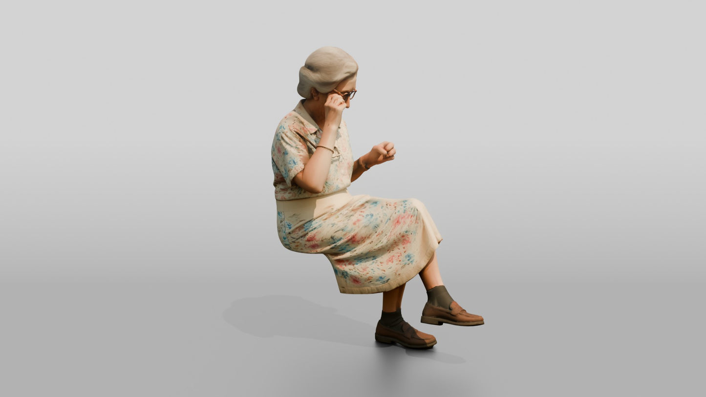Elderly Slender Spanish Woman Adjusting Her Glasses