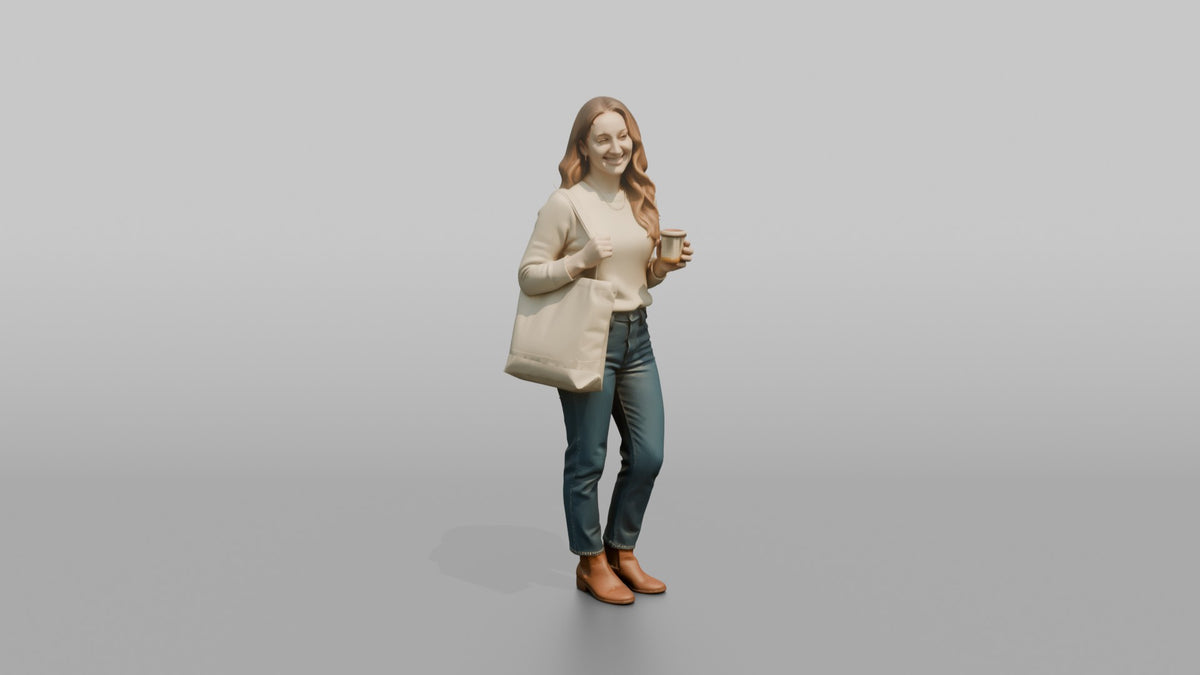 Woman Customer Holding A Tote Bag And A Small Candle - 3D character model