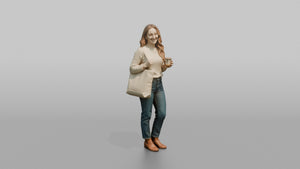 Woman Customer Holding A Tote Bag And A Small Candle - 3D character model