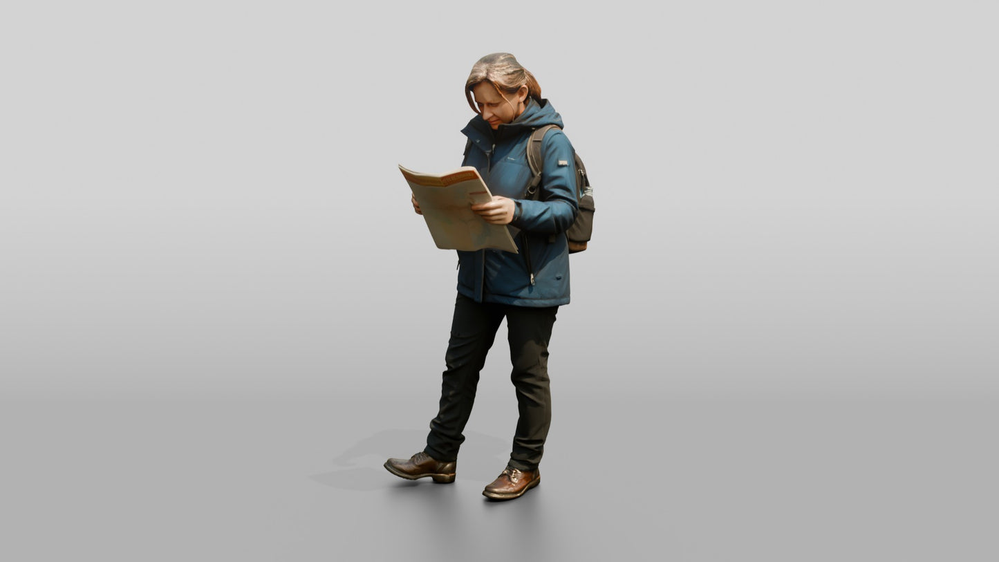 Woman Navigating City Square