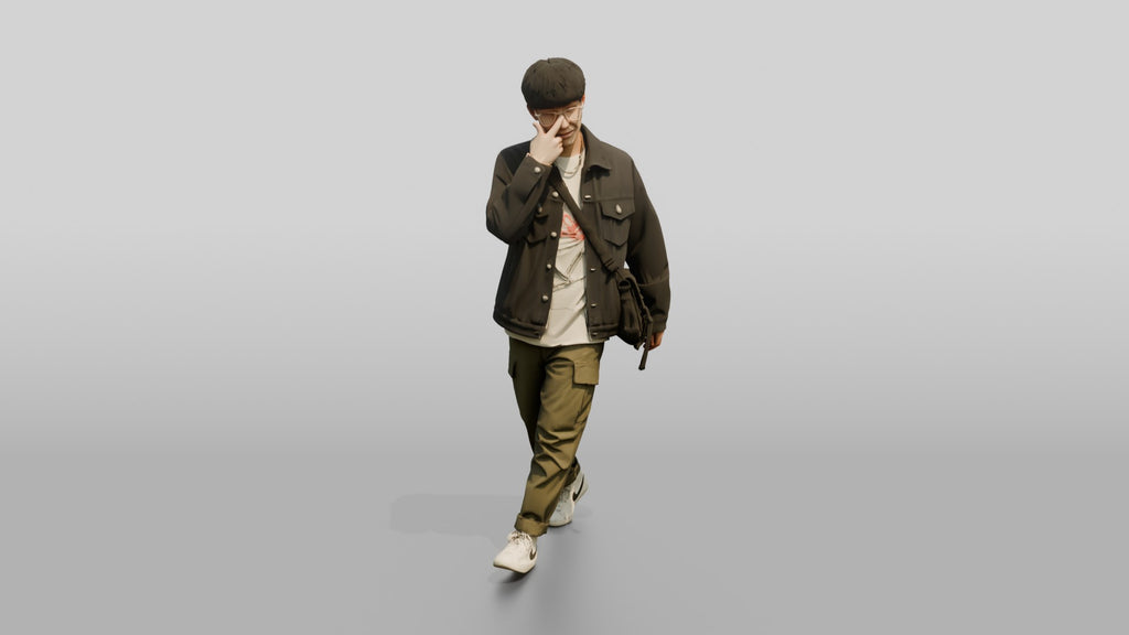 Asian Man Adjusting Glasses