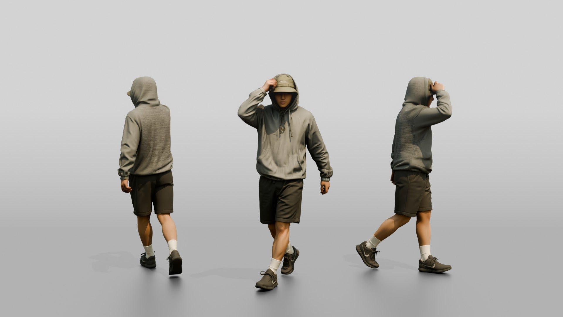 Man Pulling Up Linen Hoodie