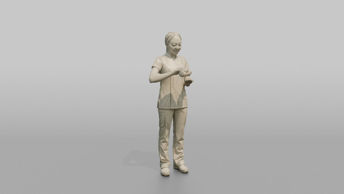 Massage Therapist Man Applying Massage Oil To Open Palms - wireframe topology preview