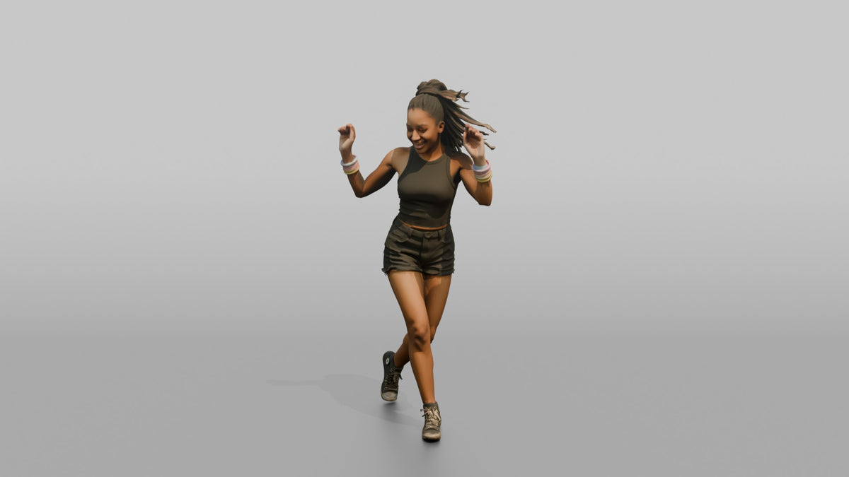 Patron Woman Dancing With Glow Bracelets On Both Wrists - 3D character model, view 4