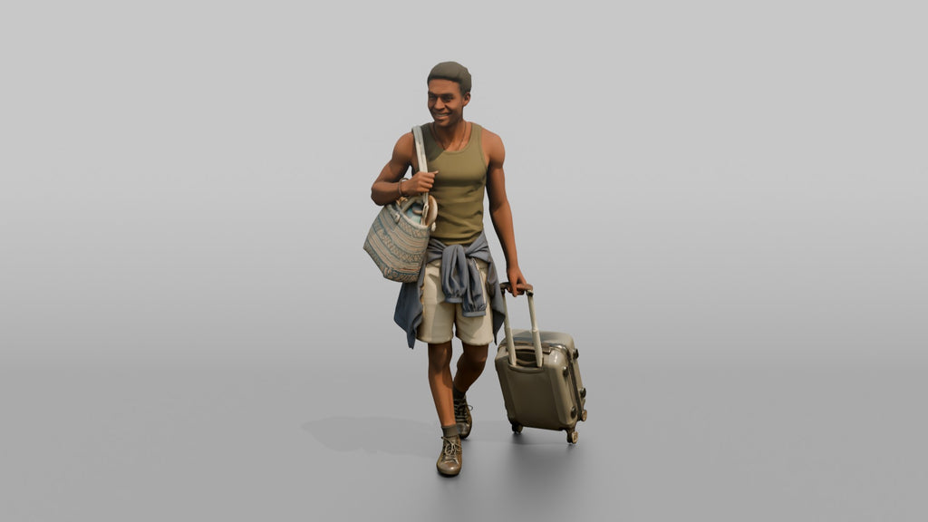 Traveler Carrying A Beach Bag